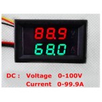 Digital Voltmeter - Ammeter, 100 V 100 A, red - green display